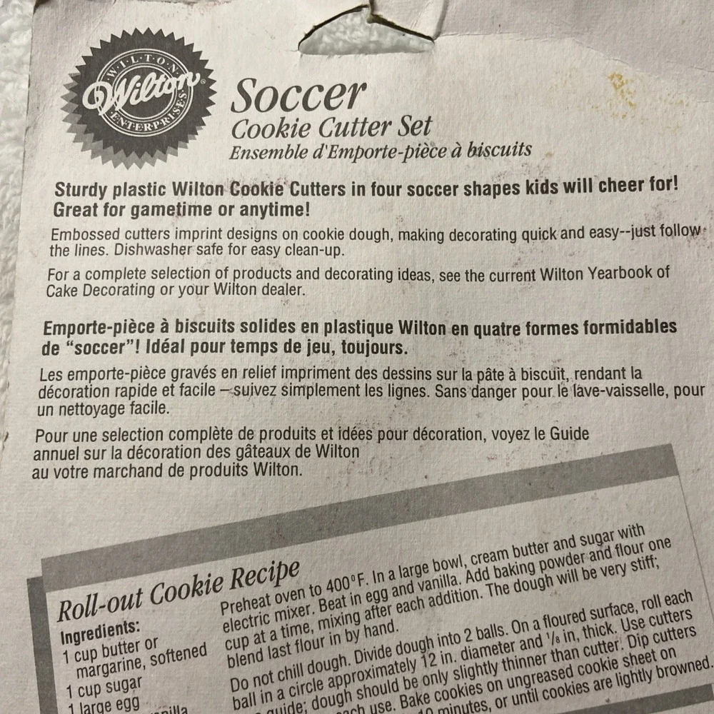 Wilton Soccer Cookie Cutter Set Sealed‎ NIP NOS 1996 Vintage Sports Goal Ball